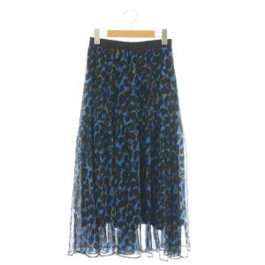 23AW モザイクレオパードティアード スカート フレア ロング 36 ブルー ブラック /DF OS