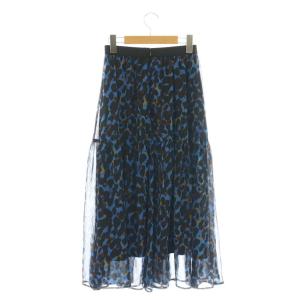 ANAYI 23AW モザイクレオパードティアード スカート フレア ロング 36 ブルー ブラック /DF OS