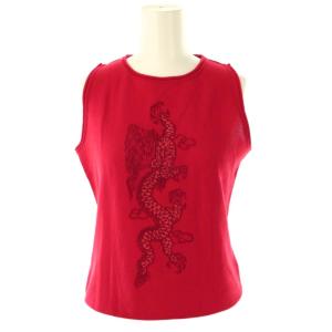 ドラゴン刺繍 タンクトップ カットソー 0 赤 /CX OS