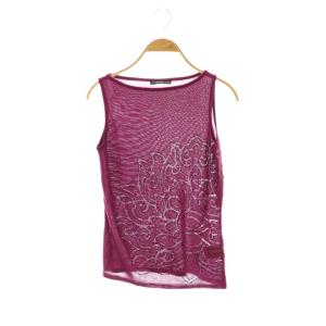 ビーズ刺繍 タンクトップ ニット 0 ワイン /DF OS