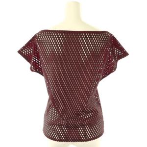 VIVIENNE TAM メッシュトップス スカート セットアップ カットソー フレア アシメントリー 0 茶 赤 /CX OS