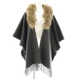 ジャケット ポンチョ ファー フリンジ グレー /DF OS