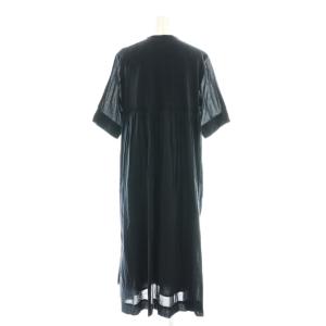 IENA コットンボイルピンタックシャツワンピース ロング 36 ネイビー /DF OS SH