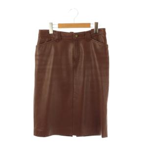 レザー スカート タイトスカート ひざ丈 9 ブラウン /DF OS