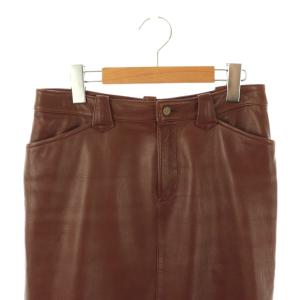 RALPH LAUREN レザー スカート タイトスカート ひざ丈 9 ブラウン /DF OS