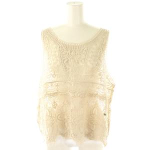 24AW レースMIX ノースリーブブラウス タンクトップ ベージュ /DF OS