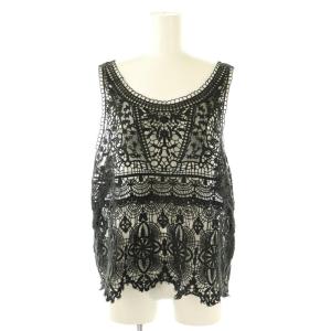 24AW レースMIX ノースリーブブラウス プルオーバー 黒 /CX OS