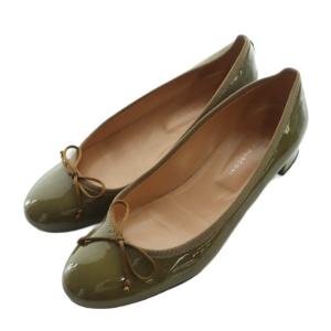 バレエシューズ エナメル 39 黄茶緑 イエローティーグリーン /SS OS