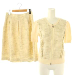 セットアップ ツイード 半袖 ジップアップニットジャケット スカート 38 マルチカラー /DF OS