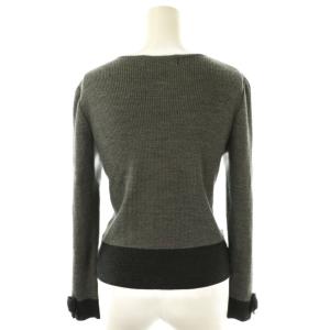 M'S GRACY リボン ジップアップ リブニット カーディガン ウール バイカラー 38 グレー チャコール /CX OS