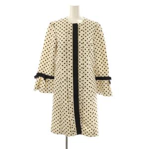 フリルドット柄スプリングコート 38 アイボリー ブラック /DO OS