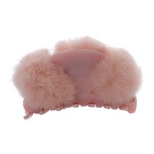 ヘアクリップ ファー ヘアアクセサリー ピンク /YO16