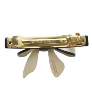 Alexandre De Paris バレッタ リボンモチーフ バイカラー ベージュ ブラック /YO2