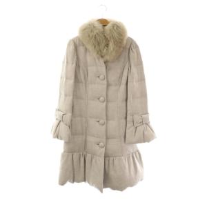 ブルーフォックスファー付き ウールダウンコート ロング 38 グレー /HK OS