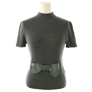 リボン付き 半袖 リブニット セーター 38 グレー /ES OS
