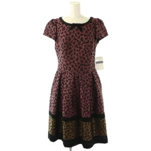 フラワージャガード ワンピース 36 ダークピンク ブラック ブラウン /ES OS