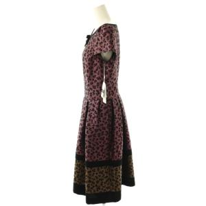 M'S GRACY フラワージャガード ワンピース 36 ダークピンク ブラック ブラウン /ES OS