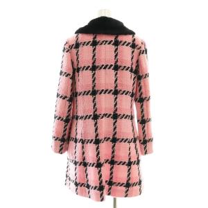 M'S GRACY ファー付きツイードコート 2WAY アウター 38 ピンク ブラック /DF OS