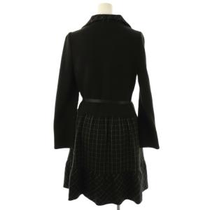 M'S GRACY ウール チェック 切替 ジップアップ ワンピース ベルト付き 36 黒 /CX OS