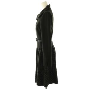 M'S GRACY ウール チェック 切替 ジップアップ ワンピース ベルト付き 36 黒 /CX OS