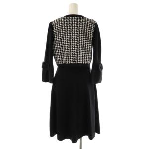 M'S GRACY 千鳥格子 カーディガン ワンピース アンサンブルニット リボン 38 ブラック /HK OS