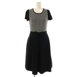 M'S GRACY 千鳥格子 カーディガン ワンピース アンサンブルニット リボン 38 ブラック /HK OS