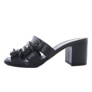 サンダル ミュール ココマーク レザー 35C ブラック