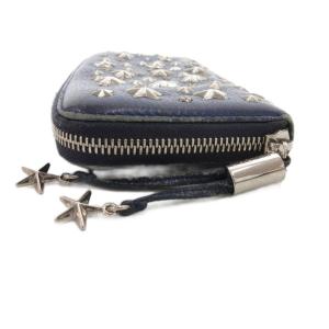 JIMMY CHOO 長財布 ウォレット レザー スタースタッズ ラウンドファスナー 青 ブルー /JS