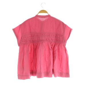 IENA コットンリネン タックブラウス 半袖 ピンク /MY OS