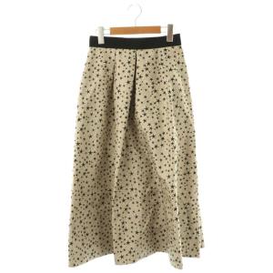 25SS スターダストジャガードタックフレアスカート ロング 36 ベージュ ブラック /DO OS SH