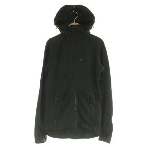 ジップパーカー 斜めジップ ロゴ刺繍 オーガニックコットン XS ブラック /MY OS