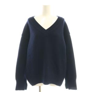 24AW ラムカシミヤVネックプルオーバーニット セーター 長袖 ウール S 紺 /NR OS