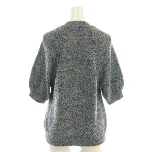 DES PRES 24SS ギマコットンムリネ トラペーズネックプルオーバーニット セーター 五分袖 F 紺 マルチカラー