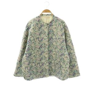 キルティングジャケット ノーカラージャケット 中綿 オフホワイト グリーン パープル /ES OS SH