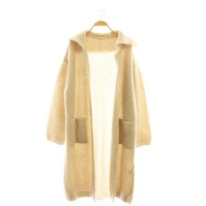 モヘヤロングカーディガン ニット 前開きトッパー ベージュ /AT OS SH