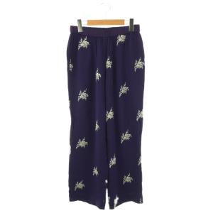 Moss Rayon Embroidery Pants パンツ ワイド 刺繍 S パープル /HK OS