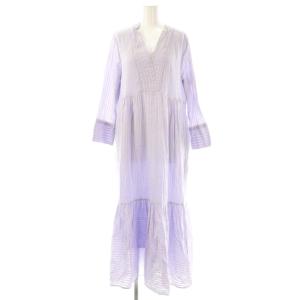 23AW C.LUREX STRIPE TIERED DRESS ワンピース ストライプ ラメ M ラベンダー