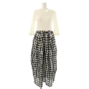 25SS Cotton Linen Foil Print Rib Combi Dress