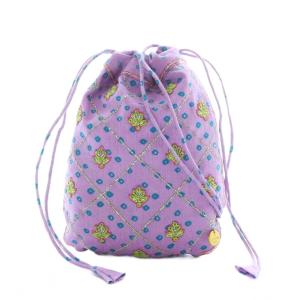 ×BOTEH 巾着 ポシェットバッグ ショルダー 刺繍 紫 黄緑 SH /RI OS