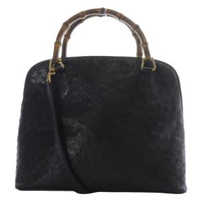 バンブー オーストリッチ 2WAYバッグ ブラック