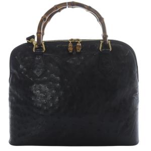 GUCCI バンブー オーストリッチ 2WAYバッグ ブラック