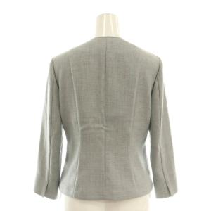 COUP DE CHANCE リネンライクストレッチ ノーカラージャケット スカート セットアップ スーツ 上下 34 グレー /AT