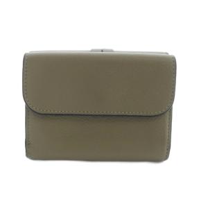 Chloe グレインレザー製 Alphabet スモール トリフォールド ウォレット 財布 三つ折り レザー カーキ