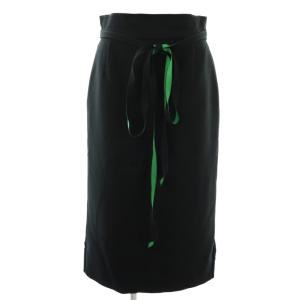 23SS バイカラーボンディングスカート タイトスカート 36 濃紺 ネイビー グリーン /ES OS