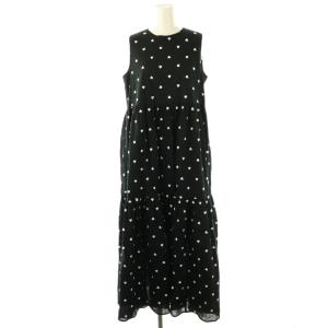 ハート刺繍ティアードワンピース 1 ブラック ホワイト