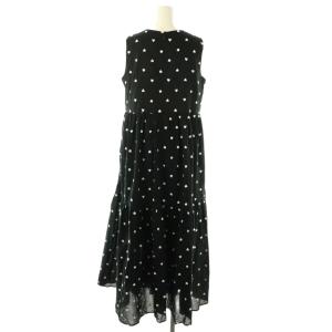 OBLI ハート刺繍ティアードワンピース 1 ブラック ホワイト