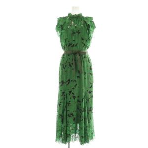 Sustainableカッティングレースワンピース ロング ノースリーブ インナー付 1 グリーン /MY