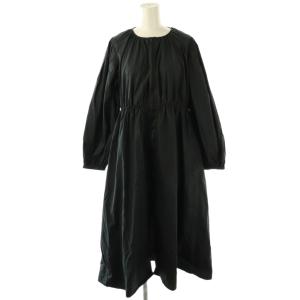 フロントフルジップ ロングスリーブ ワンピース ギャザー 36 紺 /CX OS