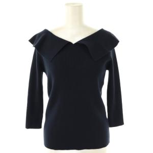 抜け衿リブニット 七分袖 2 ネイビー /HK OS