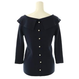 Apuweiser-riche 抜け衿リブニット 七分袖 2 ネイビー /HK OS